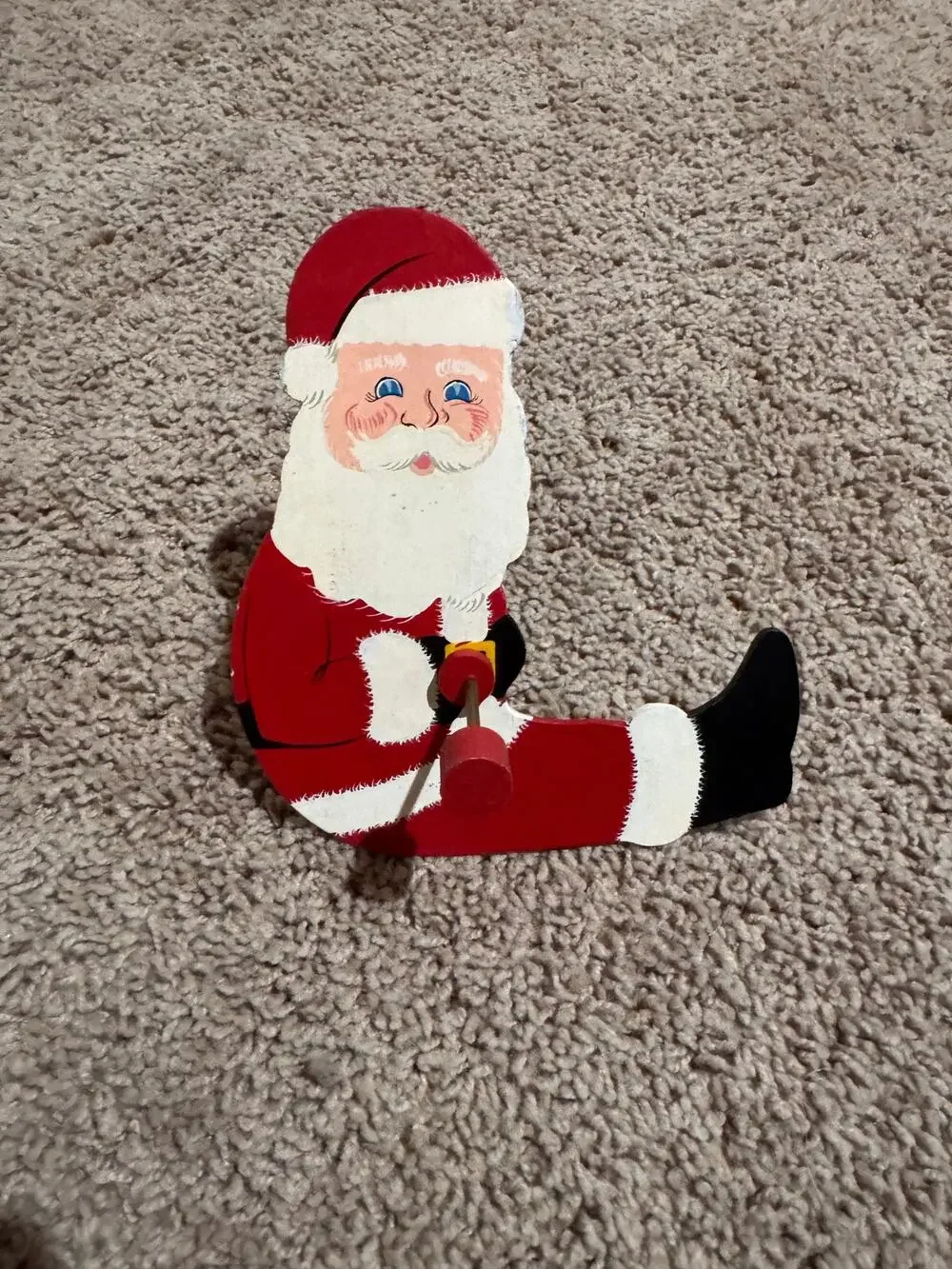 Vintage Wooden Santa Flip Around Toy Hand Painted 6